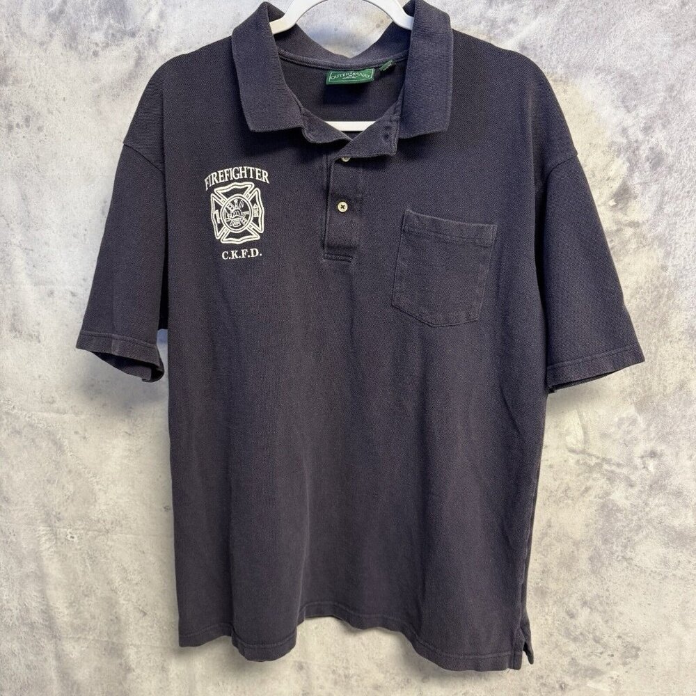 Vintage Fire Dept Polo Shirt Mens XL Blue Christopher Kohl's Firefighter